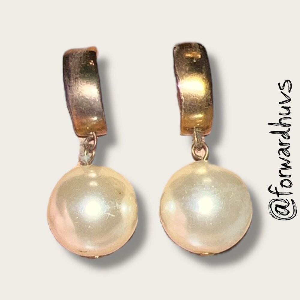 Bundle Sale 3 for $15 | Thick Hoops with Suspended White Pearls